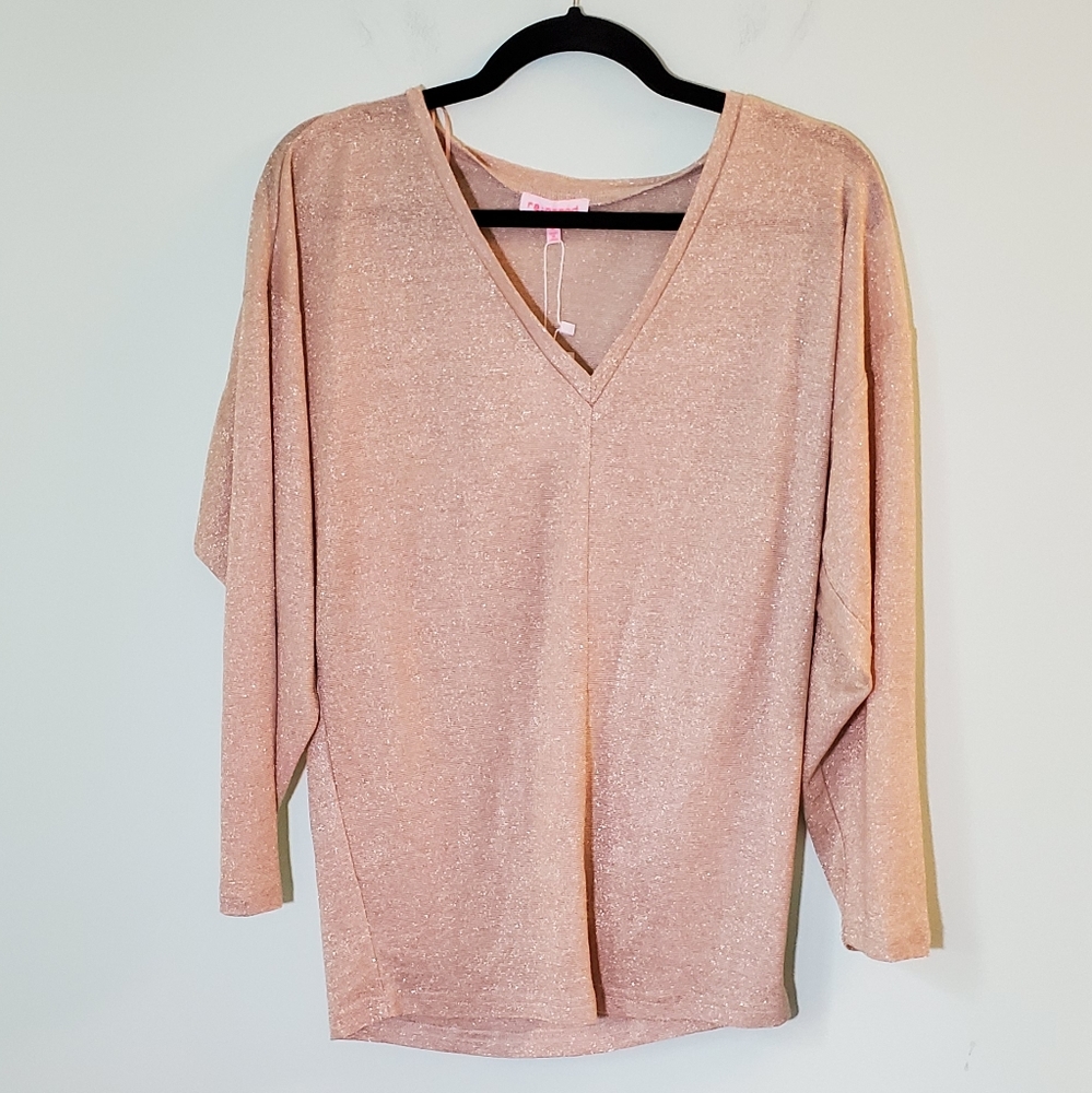 NWT! Re:named Festive Gold Metallic Shimmer Top for Party or Casual Size Large